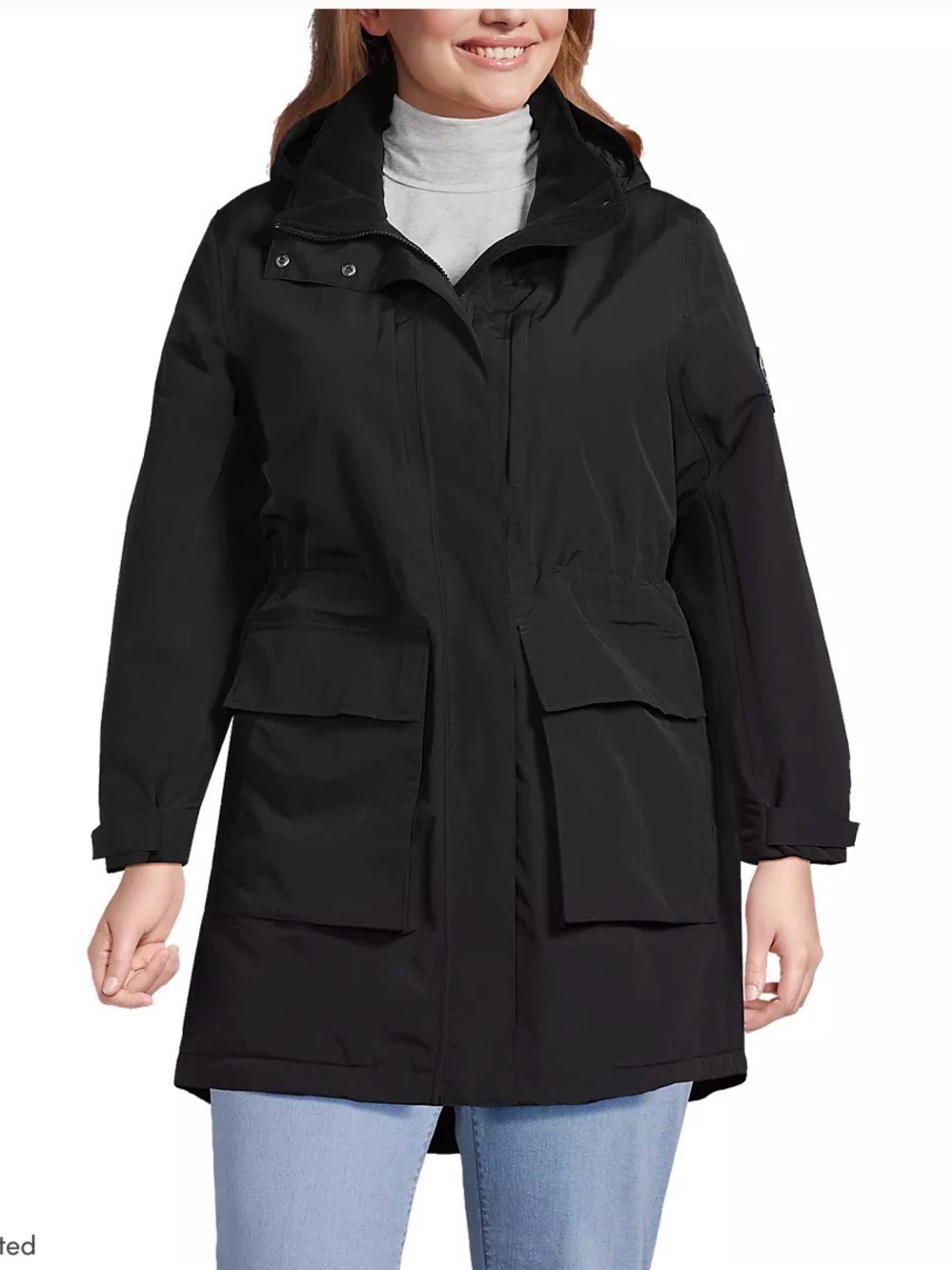 Lands' End Black Hooded Utility Parka